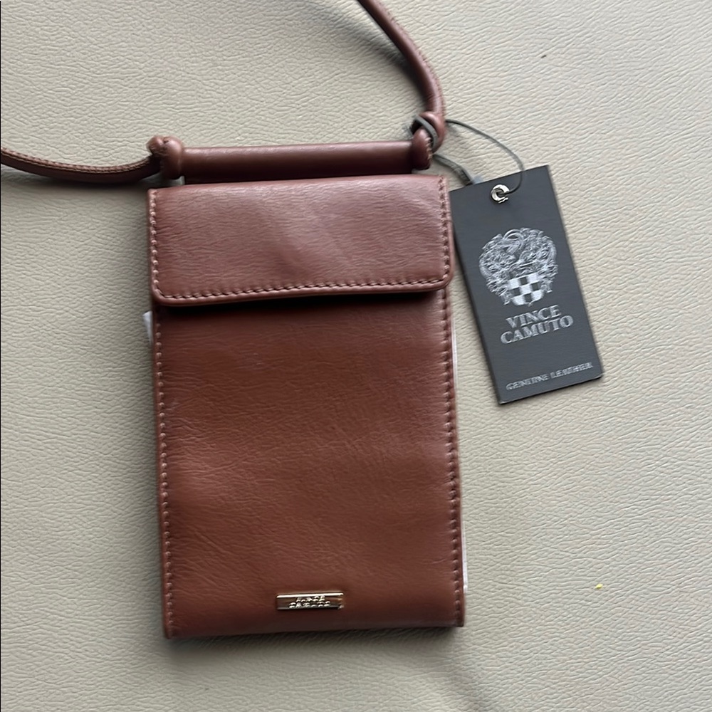Vince Camuto Desra Leather Wallet Crossbody Danish Brown